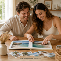 Álbum de Fotos de Tapa Dura de Lino con Impresión Digital Directa, Diseño Personalizado en Degradado a Todo Color, 8 Fotos para Recuerdo de Boda o Familiar