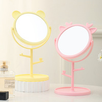 Petit miroir de maquillage de bureau avec oreilles d'ours et d'autruche, miroir de maquillage mignon de dessin animé pour filles, vente en gros