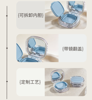 Vente en gros de boîtes compactes carrées à couvercle rabattable de 14 g, boîtes à maquillage en plastique avec miroirs, palettes de fards à paupières et blush
