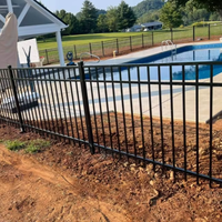 Panneau de clôture tubulaire en aluminium noir robuste de 1,8 m pour jardin de villa en Australie avec embout de poteau moulé 3D