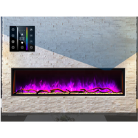 40/50/60/70/80 pouces Insert mural LED RVB Chauffage électrique pour cheminées, 8 couleurs, 750/1500W chauffage télécommandé cheminée