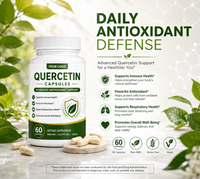 Capsules végétales de Quercétine 500mg en vrac, marque privée ODM OEM, flavonoïde naturel, antioxydant, complément pour la santé respiratoire