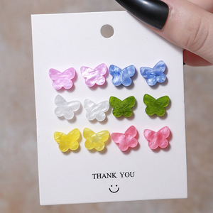 Colorful Geometric Resin Stud Earrings 6 Pairs Set <b>Sweet</b> <b>Flower</b> Round Party Jewelry Steel Ear Posts Bezel Setting - Product Image 2