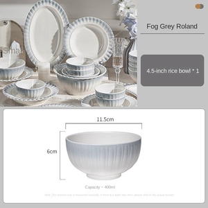Service de vaisselle en céramique de luxe style français, compatible micro-ondes, motif dégradé, bol et assiette, pour l'inauguration de la maison, mariage, anniversaire, nouveau style 2025 - Product Image 6