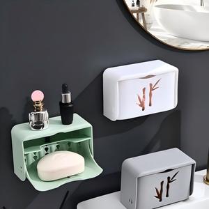 Boîte à <span class=keywords><strong>savon</strong></span> murale créative en PP avec couvercle, support à <span class=keywords><strong>savon</strong></span> à ventouse pour salle de bain et toilettes - Product Image 2