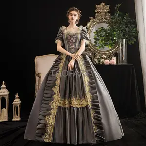 Drop ship custom made MOQ 1pc 18th Victorian Marie Antoinette rococò Dress Ball Gown Costume di pizzo da donna grigio