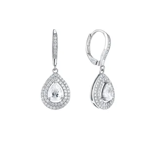 Keiyue 925 silver jewellery cz luxury wedding drop earings for women 2024 droplet zircon silver earrings