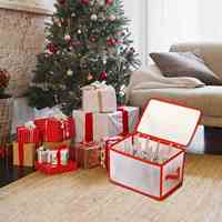 Boîte de rangement pour ampoules de Noël en plastique à double fermeture éclair avec 4 emballages en carton