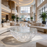 Sculpture de glace en résine transparente personnalisée, centre de table artistique lumineux à effet ondulé pour salon et hall de villa