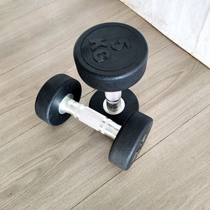 <span class=keywords><strong>Haltère</strong></span> rond en acier recouvert de caoutchouc pour exercices de musculation à domicile - Product Image 3