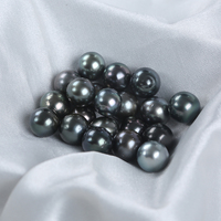 Vente en gros 8-8.5mm naturel véritable eau de mer paon noir rond perles de Tahiti en vrac perles noires de Tahiti naturelles en vrac