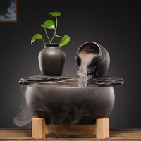 Fuente de agua para decoración del hogar para exteriores/interiores, cascada creativa, fuente de agua de cerámica, adornos de decoración