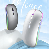 Souris sans fil rechargeable HT Slim 2.4G avec lumière colorée, récepteur nano, optique portable, accessoires pour ordinateur portable macbook