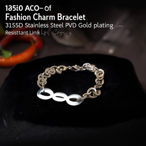 Fashion Charm <b>Bracelet</b> 316L Stainless Steel PVD Gold Plating Sustainable Resistant Link Design - Product Image 3