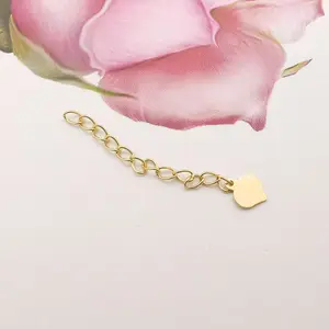 Real 18K Gold Accessory 18K Yellow Gold AU 750 Solid Gold Extender Chain With Small Heart