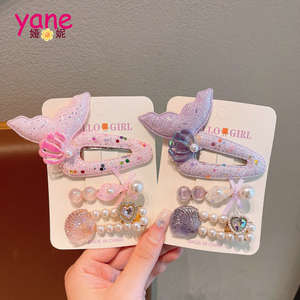 Jepit Rambut Putri Duyung Lucu Grosir untuk Anak-Anak, Aksesoris Rambut Kerang Modis, Mutiara, Jepit Rambut Logam Mewah, Plastik, Kain - Product Image 2