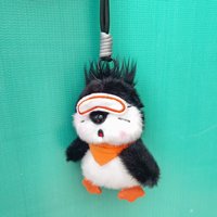 Porte-clés pingouin en peluche animaux marins de dessin animé, avec lunettes, masque pour les yeux, cordes tressées, breloque moelleuse, cadeau peluche 3D marine