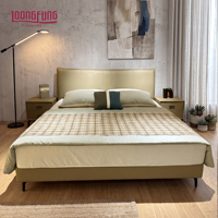 Cadre de lit rembourré en cuir véritable LOONGFUNG avec sommier à lattes en pin massif, mousse haute densité, taille personnalisée King ou Queen