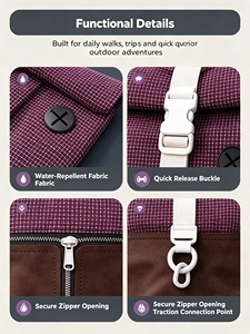 Arnés Transpirable de Malla Ajustable, Resistente al Agua, de Nailon/Poliéster, Diseño a Cuadros, para Perros Medianos, Manos Libres, para Senderismo y <span class=keywords><strong>Camping</strong></span> - Product Image 5