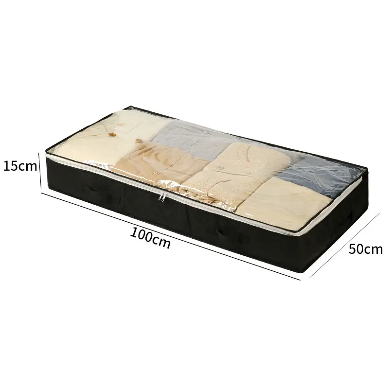 Plegable no tejido claro PVC ventana debajo de la cama almacenamiento transpirable ropa mantas edredón debajo de la cama bolsas de almacenamiento para dormitorios
