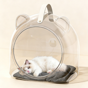 Cave pour animaux <span class=keywords><strong>de</strong></span> compagnie entièrement transparente, vue à 360 degrés, <span class=keywords><strong>maison</strong></span> pour chats et chiens avec poignée, portable, nid <span class=keywords><strong>de</strong></span> repos pour petits animaux - Product Image 6