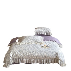 Princess Style 40 Count Pure Cotton <b>Bedding</b> <b>Set</b> Floral Print Ruffle Duvet Cover And Sheets 1.5m Home Use - Product Image 5