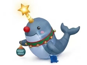 Décorations de jardin extérieures festives gonflables de Noël avec dauphin, baleine, narval et père Noël, éclairées par LED - Product Image 5