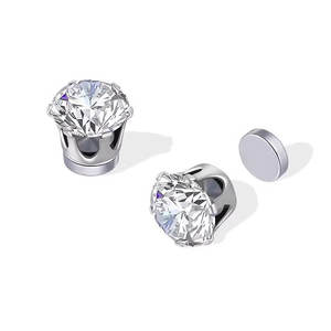 Custom Lady <b>Earring</b> Fashion Diamond 316L Stainless Steel Clip-on Diamond Magnetic <b>Earrings</b> <b>Magnet</b> <b>Earrings</b> For Women - Product Image 3