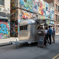 Food Truck en Acier Inoxydable pour Poulet Grillé, Poulet Frit, Tacos, Bonbons, Glaces, Sandwichs, Tarte aux Pommes – Utilisation Extérieure – Garantie 1 An