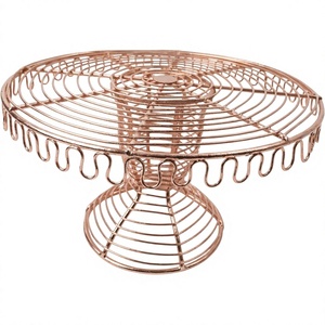 Soporte para Pastel de Alambre Dorado Rosa, Forma Redonda, de Una Sola Capa, Estilo Vintage, Cesta de Almacenamiento de Metal para Decoración de Encimera de Cocina - Product Image 1