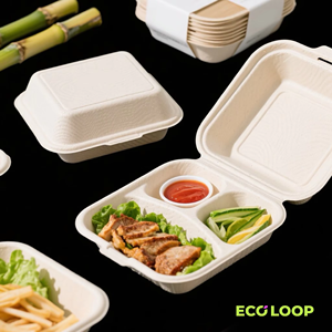 Nhà máy trực tiếp mía phân hủy sinh học ăn trưa một mảnh hộp compostable thực phẩm bã mía <span class=keywords><strong>container</strong></span> thực phẩm dùng một lần liên hệ với an toàn - Product Image 3
