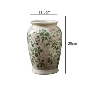 Vases en céramique vintage de style campagnard français, vert sauge, à motifs floraux, pots à fleurs rustiques en <span class=keywords><strong>porcelaine</strong></span> émaillée pour la décoration de table et de la maison, vente en gros - Product Image 6
