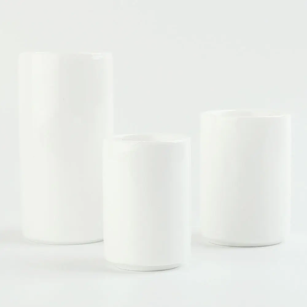 11oz Plain White Zylinderform Keramik Porzellan Kaffee Tee becher ohne Griff