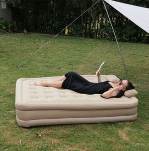<b>Double</b> Convertible Inflatable <b>Bed</b> Built-in Pump Foldable Portable Foam Air Mattress for Outdoor Camping Home - Product Image 1