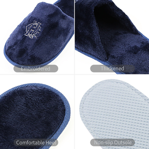 Pantofole personalizzate in stile <span class=keywords><strong>Hotel</strong></span> Resort per interni con LOGO ricamato con tacco a punta chiusa in velluto corallo pantofole usa e getta - Product Image 3