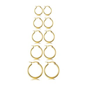 ต่างหูแบบห่วง Huggie Hoop  ทอง 18K PVD สแตนเลสสตีล ขนาด 6 มม.-18 มม. |   ดีไซน์คลาสสิกน้ำหนักเบา ป้องกันการแพ้ สำหรับผู้หญิง - Product Image 1