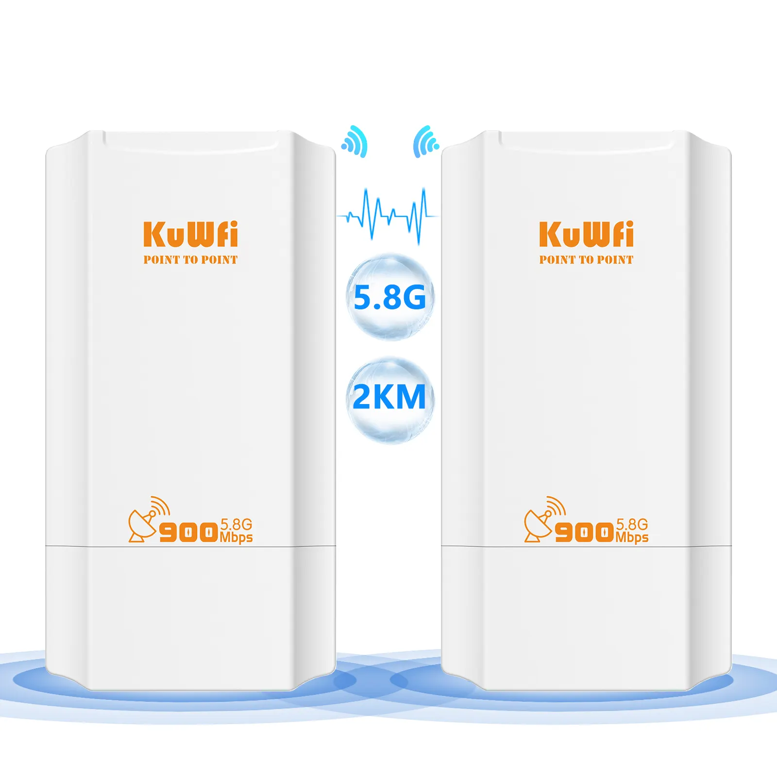 Ponte wi-fi OEM KuWFi para uso externo, ponte wi-fi de longo alcance 5.8G 900Mbps, antena de longo alcance, 2 km, ponte Ethernet sem fio para câmera CCTV