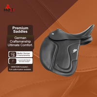 Selle de dressage légère et compacte en cuir, petite, à contact étroit, pour les compétitions et l'entraînement de dressage, noir et marron