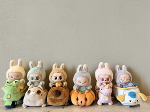 Ban đầu Pop Mart labubu thú vị Macaron có một chỗ ngồi Kawaii hợp thời trang chơi mù hộp hình labubu V2 sang trọng <span class=keywords><strong>Keychain</strong></span> - Product Image 5