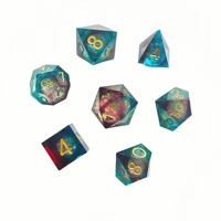 Deskjoy Movable Liquid Core D20 Dice Set Polyhedral Resin Longan Multi-Sided Metal Dnd Dungeons Dragons RPG Board Game