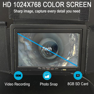 Caméra de vidéosurveillance <span class=keywords><strong>pour</strong></span> tuyaux 20M-5MM, caméra d'inspection d'égouts 25MM 1080P, inspection de canalisations 7 pouces avec DVR et 12 LED - Product Image 3