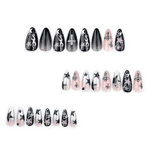 <span class=keywords><strong>Uñas</strong></span> Postizas Acrílicas en Caja <span class=keywords><strong>de</strong></span> 24 Piezas, con Empaque, Cobertura Completa, Estilo Francés, Almendradas, Ballerina, con Brillantina - Product Image 2