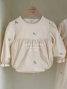2022 outono irmã roupas bebê bordado macacão crianças vestido de manga comprida de algodão macacão de bebê