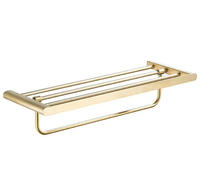 Ensemble d'accessoires de salle de bain de luxe moderne en or brossé, écologique, huit pièces - Porte-papier toilette carré en acier inoxydable, porte-serviettes