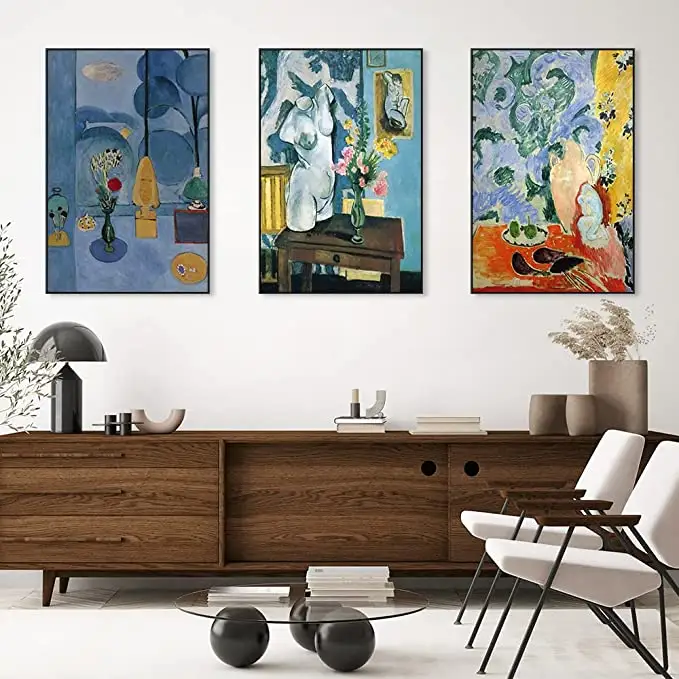 Black Frame Abstract Canvas Wall Art 3-piece Set Of Famous Paintings Posters Prints Minimalism Natural Fusion