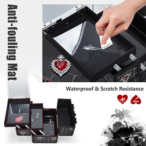 Lockable <b>Makeup</b> Train <b>Case</b> with Mirror, Portable Cosmetic Organizer Box with 2 Trays and Key for Travel <b>Makeup</b> & Nail Tech - Product Image 4