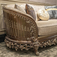 Ensemble de canapés de luxe classiques et néoclassiques, meubles sculptés à la main, style baroque turc, en damassé, pour manoir haut de gamme