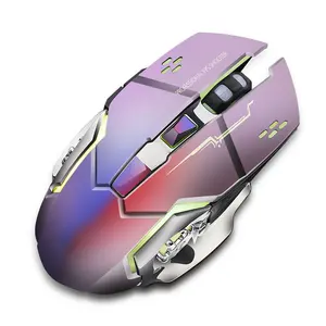 Mouse gamer sem fio recarregável, portátil, silencioso, 2.4g, usb, 6d, computador, rgb, led, brilhante, rgp, gamer, com botões laterais