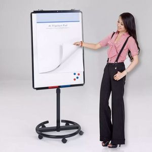 Tableau blanc magnétique mobile en verre trempé, réglable en hauteur, effaçable à sec, avec support, 70x100cm jusqu'à 180cm - Product Image 2