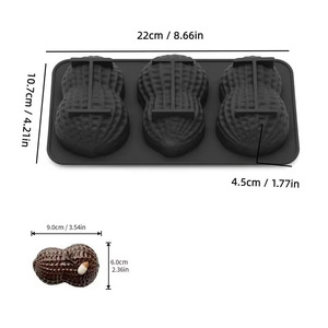 3 Cavity Peanut <b>Silicone</b> Mold Non Stick <b>Baking</b> Tray for Cakes Mousse Cake Decoration Chocolate and Pastries Peanuts Shape Candy - Product Image 3